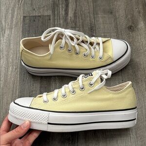 Converse Light Yellow Platform Sneakers